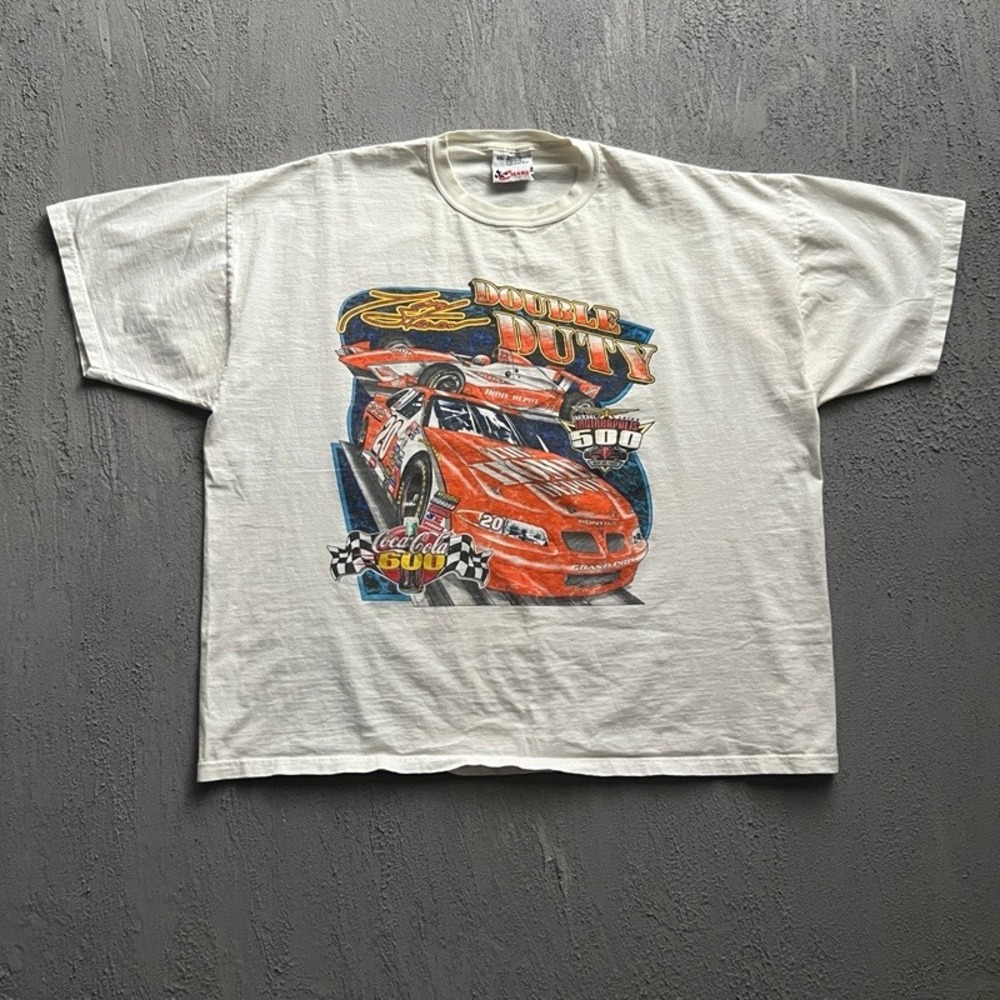 Vintage Tony Stewart Shirt 2XL White 1990s NASCAR Chase Authentics Home Depot